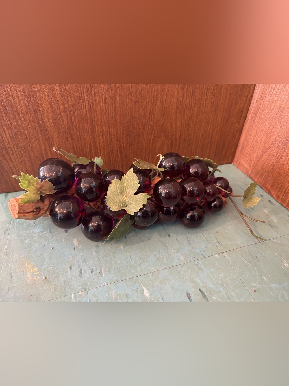 Vintage lucite driftwood grapes purple mcm decor